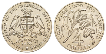 Доминика 4 доллара 1970 ФАО KM 11 медно-никель UNC 1531-122