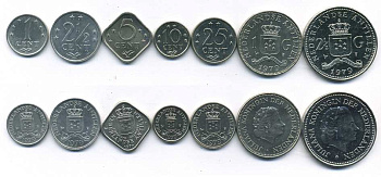 НИДЕРЛАНДСКИЕ АНТИЛЫ НАБОР ИЗ 7 МОНЕТ 1979 1, 2 1/2 , 5, 10, 25 ЦЕНТОВ, 1, 2 1/2 ГУЛЬДЕНА БЕАТРИКС KM 8a, 9a, 13, 10, 11, 24, 19 UNC 2-6-3-04