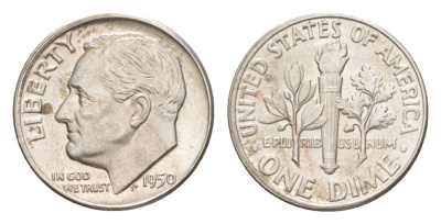 США 1 дайм (10 центов) 1950 KM 195 серебро 1528-943