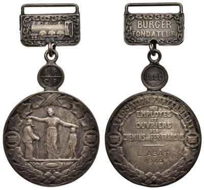 Франция медаль 1949 почетному железнодорожнику 3831-523