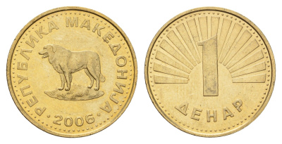 Македония 1 денар 2006 KM 2 медь цинк никель UNC 212-1013