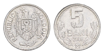 Молдавия (Молдова) 5 бань (бани) 2008 KM 2 алюминий UNC 4632-758