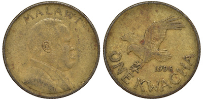 Малави 1 квача 1996 орел KM 28 сталь плакированная латунью 4162-341