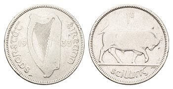 Ирландия 1 шиллинг 1933 бык KM 6 серебро 1517-1245
