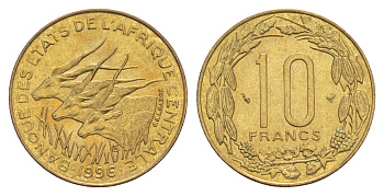 Центральная Африка (BEAC) 10 франков 1996 KM 9 медь алюминий никель UNC 4652-1032