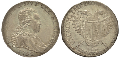 Саксония 1/12 талера (2 грошена) 1792 Фридрих Август III (1763-1806), из коллекции Gerhart Rother KM 1031, Merseb. 2017 серебро aUNC 413-6335