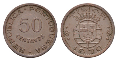 Португальский Тимор 50 сентаво 1970 год-тип KM 18 бронза 4669-736