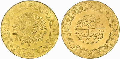 Турция 500 куруш (пиастров) 1293 (27) 1901 Абдул Хамид II KM 746 золото 10-002-11