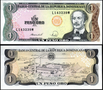 Доминиканская Республика 1 песо 1988 Хуан Пабло Дуарте Pick 126 c бумага UNC (пресс) 7183-7-1-1