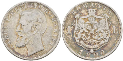 Румыния 1 лей 1900 Кароль I (1881-1914) KM 24 серебро 441-1242