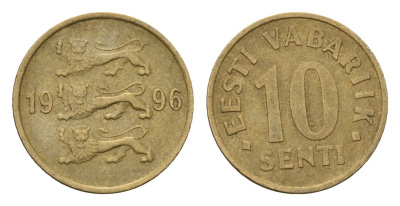 Эстония 10 сентов 1996 KM 22 латунь 4696-154