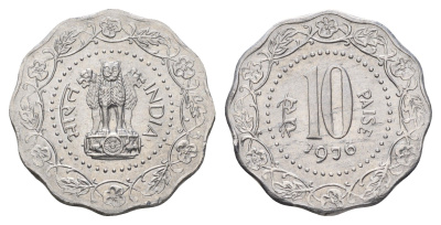 Индия 10 пайс 1976 KM 27.1 алюминий UNC 4688-1141