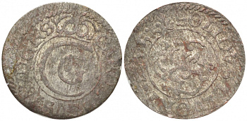 Ливония, Рига, шведская оккупация солид (шиллинг) 1655 Кристина (1634-1654) серебро 4127-713