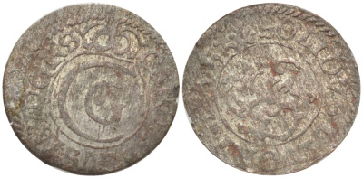 Ливония, Рига, шведская оккупация солид (шиллинг) 1655 Кристина (1634-1654) серебро 4127-713