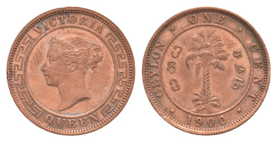 Цейлон 1 цент 1900 Виктория (1837-1901) KM 92 медь aUNC 75-1736