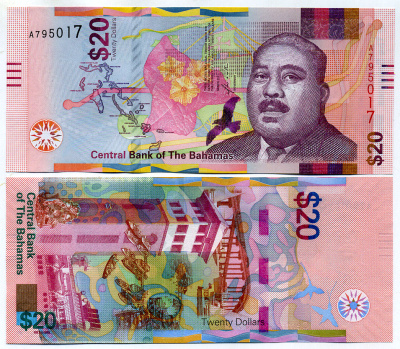 Багамские острова 20 долларов 2018 сэр Майло Боутон Батлер, порт Нассау Pick 80 бумага UNC (пресс) 451-440-2