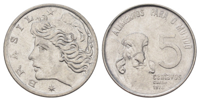 Бразилия 5 сентаво 1976 ФАО - Зебу KM 587 нержавеющая сталь UNC 218-1156
