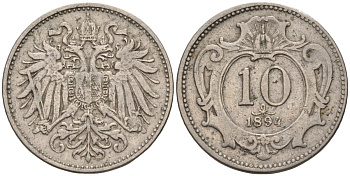 Австрия 10 геллеров 1894 Франц Иосиф I (1848-1916) KM 2802 никель 4585-132