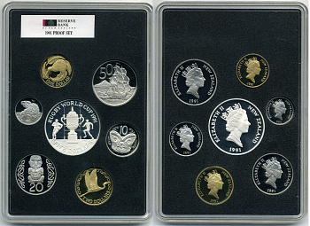 Новая Зеландия официальный набор из 7 монет 1991 в оригинальной пластиковой упаковке серебро PROOF 1-4-1-15