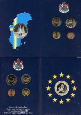 Швеция набор из 4 монет 2005-2006 плюс жетон Европа - Швеция, Карл XVI Густав (1973- )  серебро  UNC, PROOF  1181-1-17