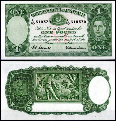 Австралия 1 фунт 1952 Георг VI, пастухи Pick 26 d бумага 451-412-2