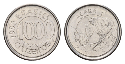Бразилия 1000 крузейро 1993 KM 626 нержавеющая сталь 4679-945