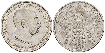 Австрия 2 кроны 1912 Франц Иосиф I (1848-1916) KM 2821 серебро aUNC 413-5943