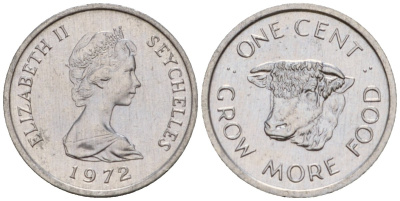 Сейшельские Острова 1 цент 1972 ФАО - Выращивайте больше еды, Елизавета II (1953-1975) KM 17 алюминий aUNC 4115-942