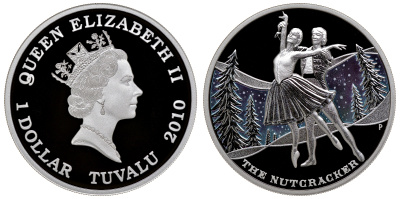 Тувалу набор из 5 монет 2010 звезды мирового балета, в оригинальной коробке, с сертификатом, цветная эмаль KM NEW серебро PROOF 14-01-02-05