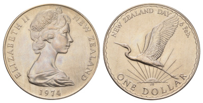 Новая Зеландия 1 доллар 1974 День Вайтанги (День Новой Зеландии) KM 45 медно-никель BU 4537-815