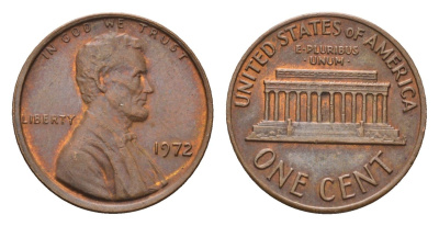 США 1 цент 1972 Линкольн KM 201 медь цинк 4684-158