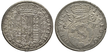 Неаполь и Сицилия тари (2 карлини) 1684 Карл II Испанский серебро aUNC 00-821-78