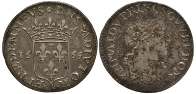 Домб, Франция 1/12 экю 1665 Анна де Монпансье Орлеанская PdA 5225 серебро 00-816-71