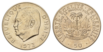 Гаити 50 сантимов 1972 ФАО KM 101 медь цинк никель UNC 76-1043
