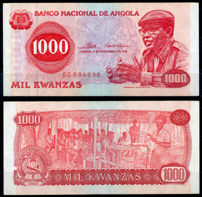 Ангола 1000 кванза 1976 Антонио Агостиньо Нето, школа Pick 113 a бумага 8621-49-2-1