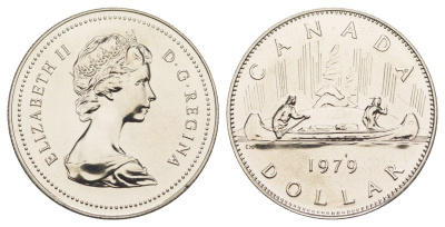 Канада 1 доллар 1979 Елизавета II (1952-2022), каноэ KM 120 никель PROOF-LIKE (BU) 4185-725