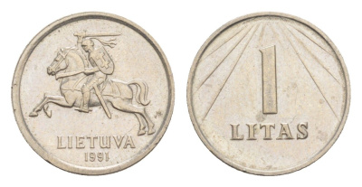 Литва 1 лит 1991 KM 91 медно-никель UNC 4647-929