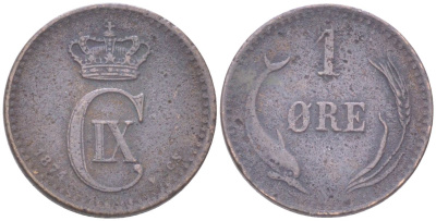 Дания 1 эре 1894 Кристиан IX (1873-1906) KM 792 бронза 4621-746