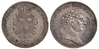 Швеция 1/4 риксдалера 1834 Карл XIV Юхан (1818-1844) KM 627 серебро 00-816-72