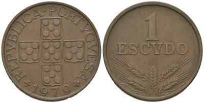 Португалия 1 эскудо 1979 KM 597 бронза 4635-1231
