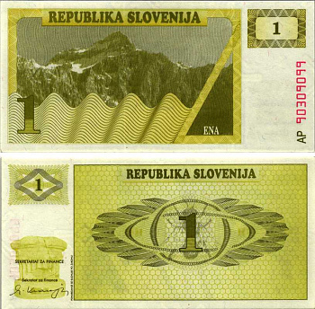 Словения 1 толар 1990 Pick 1 a бумага UNC (пресс) 8604-14-2-2