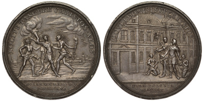 Польша медаль 1771 на чудесное спасение короля Станислава Августа во время неудачного покушения, диаметр 43,1 мм, вес 21,7 г H.-Cz. 3124 серебро 00-814-43