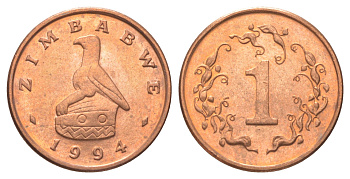 Зимбабве 1 цент 1994 KM 1a сталь плакированная бронзой UNC 4623-1236