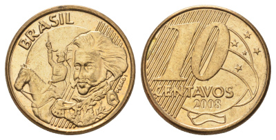 Бразилия 10 сентаво 2008 KM 649 сталь плакированная латунью aUNC 220-1159