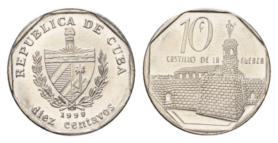 Куба 10 сентаво 1999 форт в Гаване Ла-Фуэрса KM 576.2 сталь плакированная никелем UNC 4696-1162