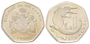 Гамбия 1 даласи 1998 KM 59 медно-никель UNC 4616-633