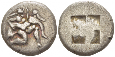 Древняя Греция Фасос драхма 525/463 сатир и нимфа серебро 00-000-00