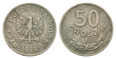 Польша 50 грошей 1949 год-тип Y 44 медно-никель 4610-1014