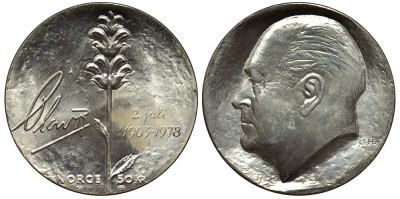 Норвегия 50 крон 1978 75 лет королю Олафу V KM 424 серебро 1530-1441