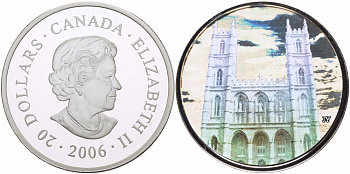 Канада 20 долларов 2006 Нотр-Дам де Монреаль (Собор Монреальской Богоматери), голограмма KM 589 серебро PROOF 1082-2-61